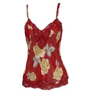 Floral lace chiffon cami top